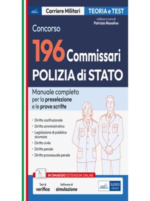 cover image of Concorso 196 Commissari Polizia di Stato--Manuale di teoria e test